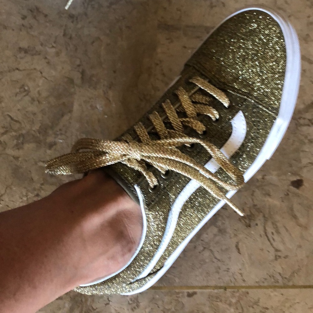 Champagne Gold glittery Vans shoes Size 9 Womens